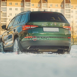 BLACK. Имитация насадок глушителя(выхлопа) крашенные для Skoda Kodiaq II поколение 2021 - н.в.